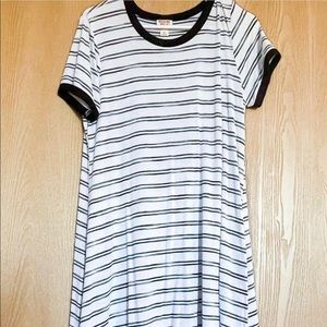striped cotton shift dress
